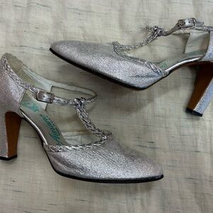 Vintage Amano Silver T-Strap Heels!